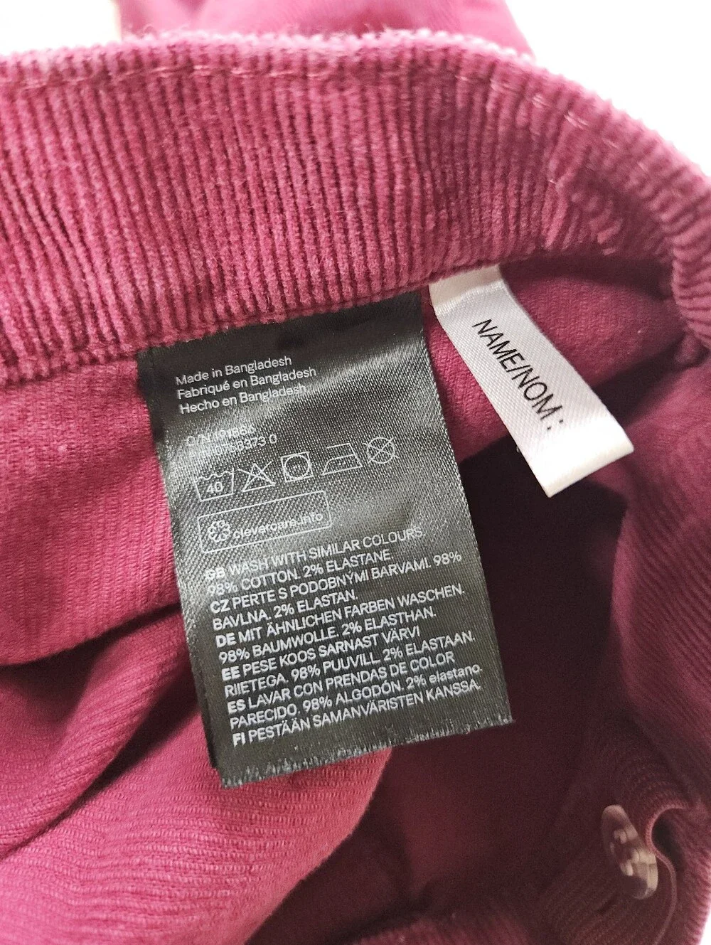 H&M Corduroy Button Front Mini Flare Skirt Pink Cranberry Boho Kids Girls 7-8Y